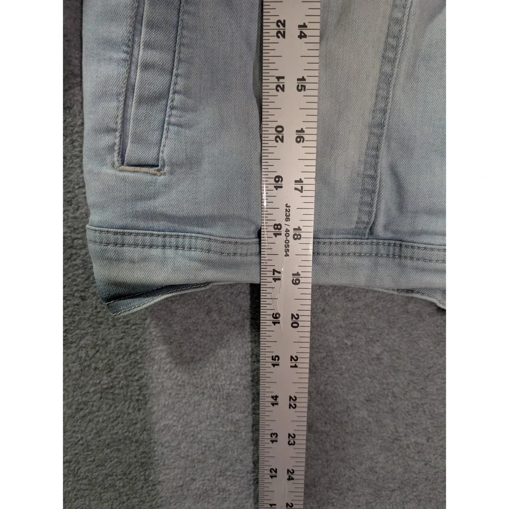 Sono Light Wash Denim Jacket Size L Cropped‎ Button Front Stretch Y2K Style